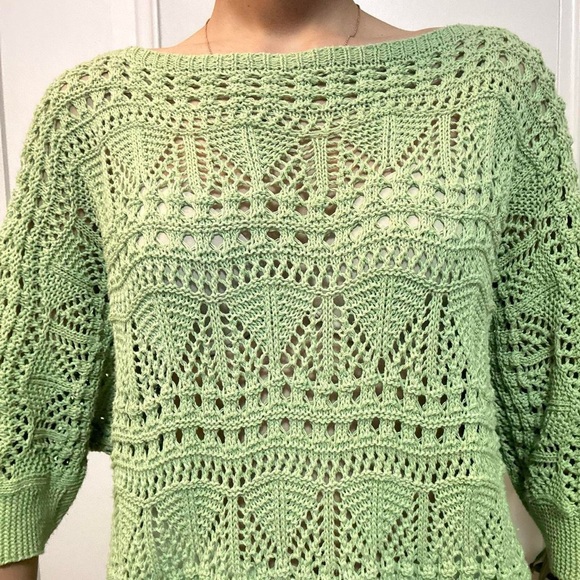 Designer  Knit Crochet Sweater Green Size Small - Picture 6 of 8